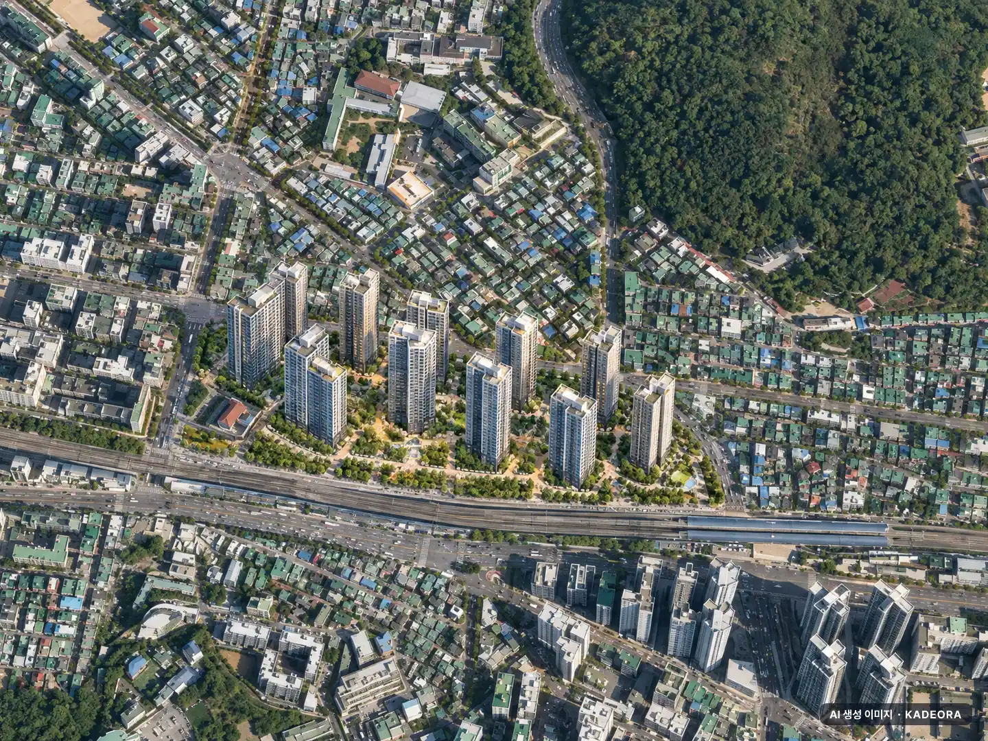 e편한세상 부천 어반스퀘어 총 1,517세대 기준 AI 상상도 — 실제와 다를 수 있음 e편한세상 부천 어반스퀘어 총 1,517세대 기준 AI 상상도(주간 항공) — 실제와 다를 수 있음