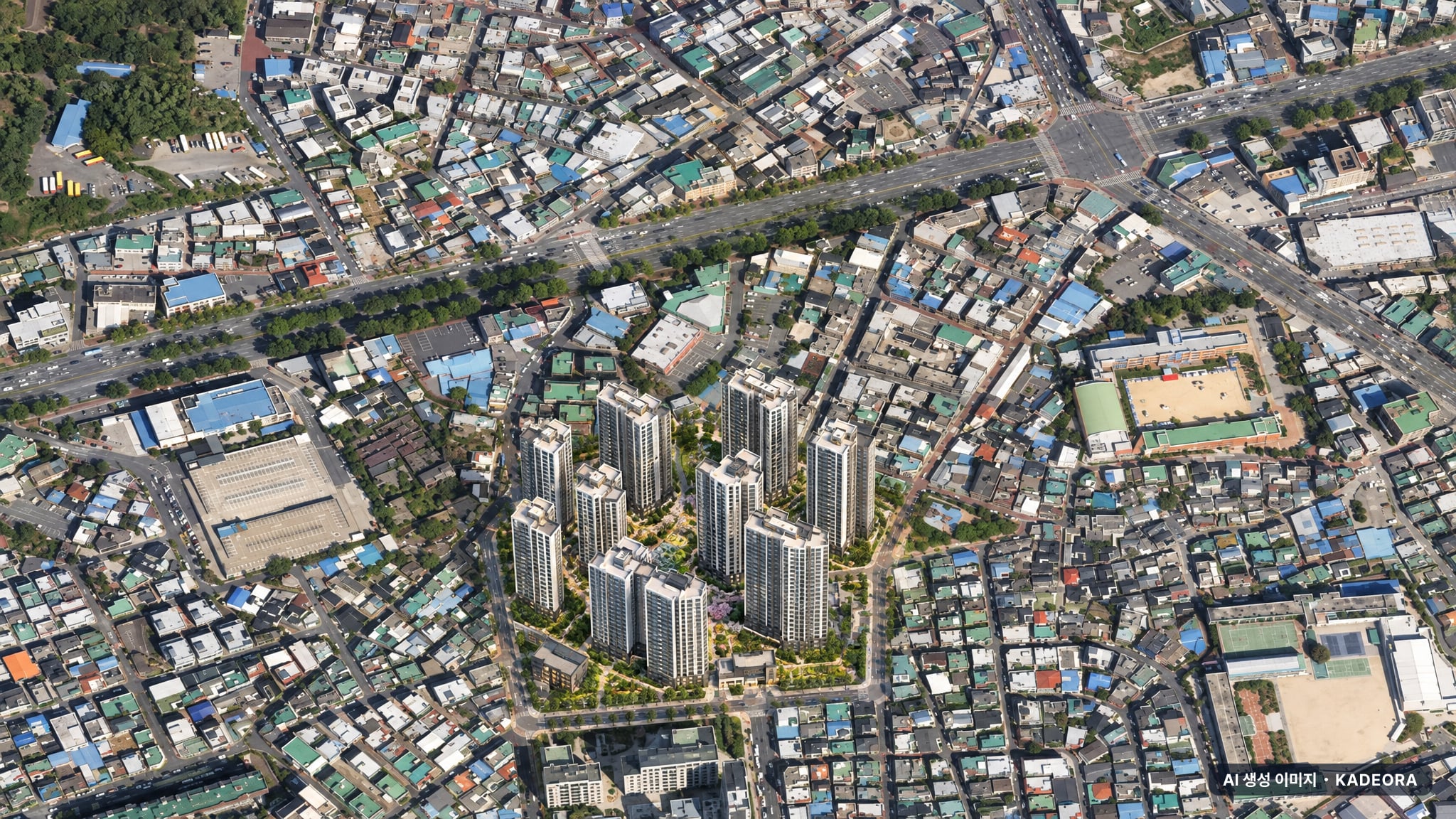 대구 반고개 재개발 조감도 AI 상상도(주간 항공) — 대구 달서구 시공사 선정 1,254세대