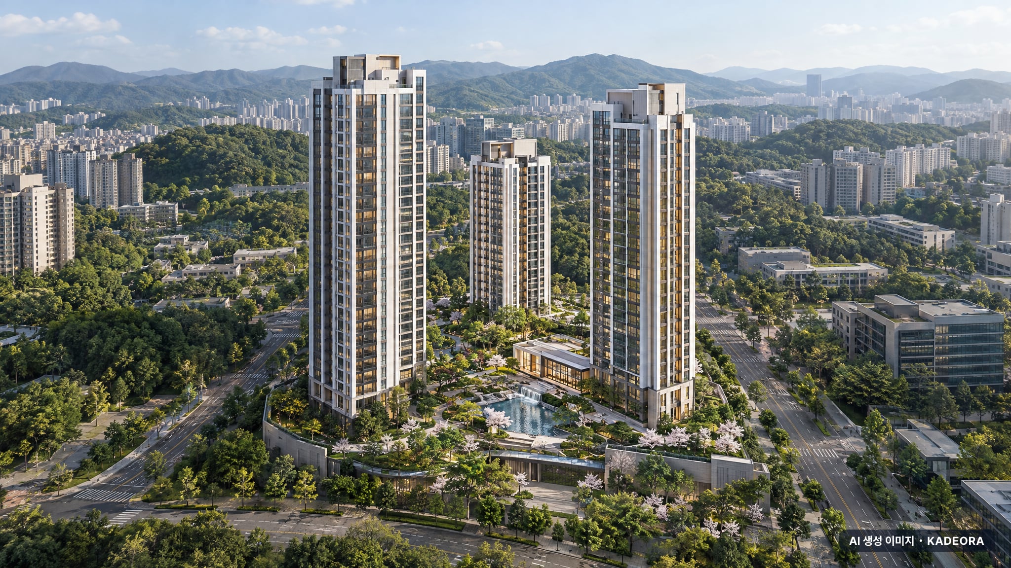 동탄 그웬 160 (동탄2 B11BL) 단지 전경 AI 상상도(주간 항공) — 경기 화성시 착공 160세대