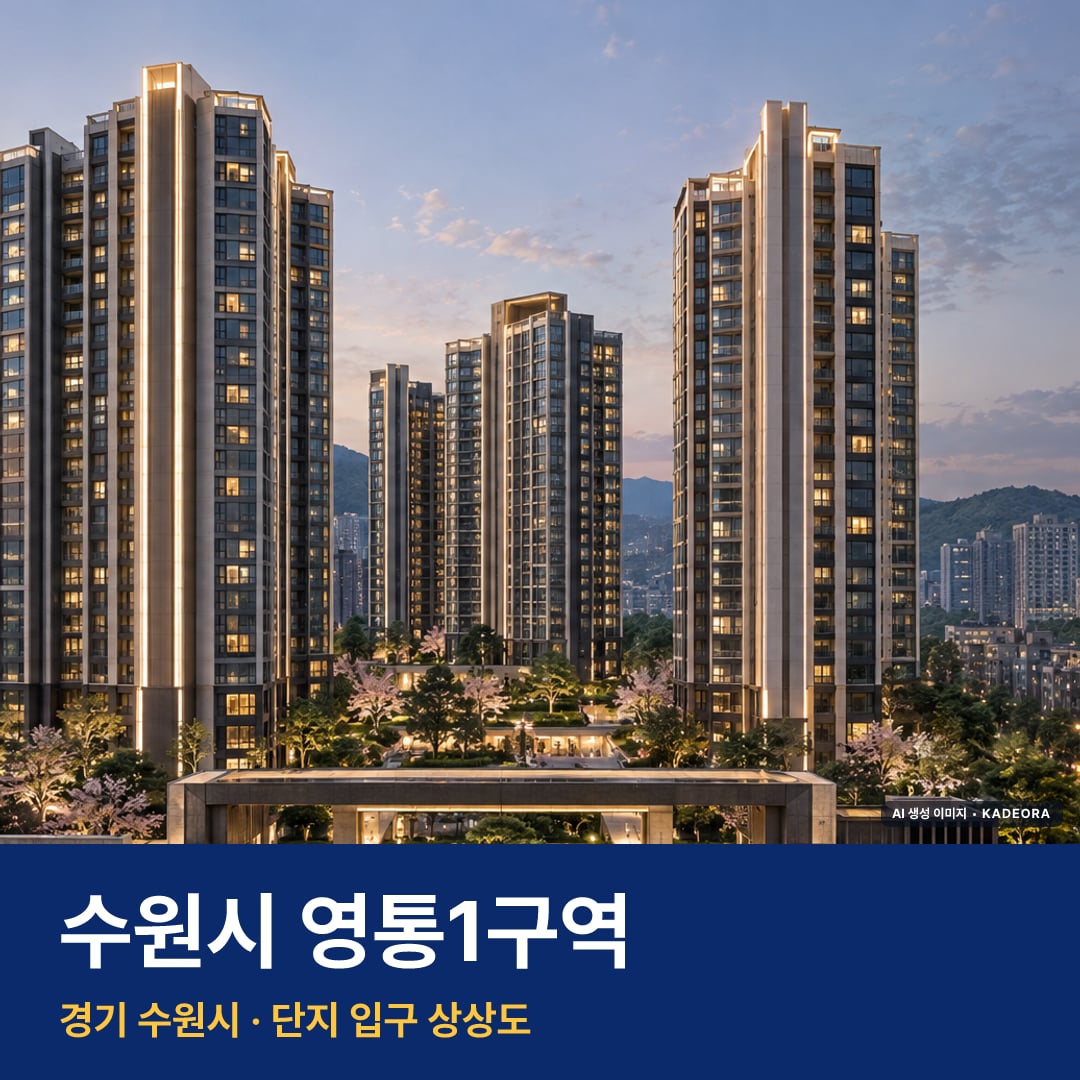 수원시 영통1구역 청약 주변 경관 · AI 생성 상상도 · 실제와 다를 수 있음