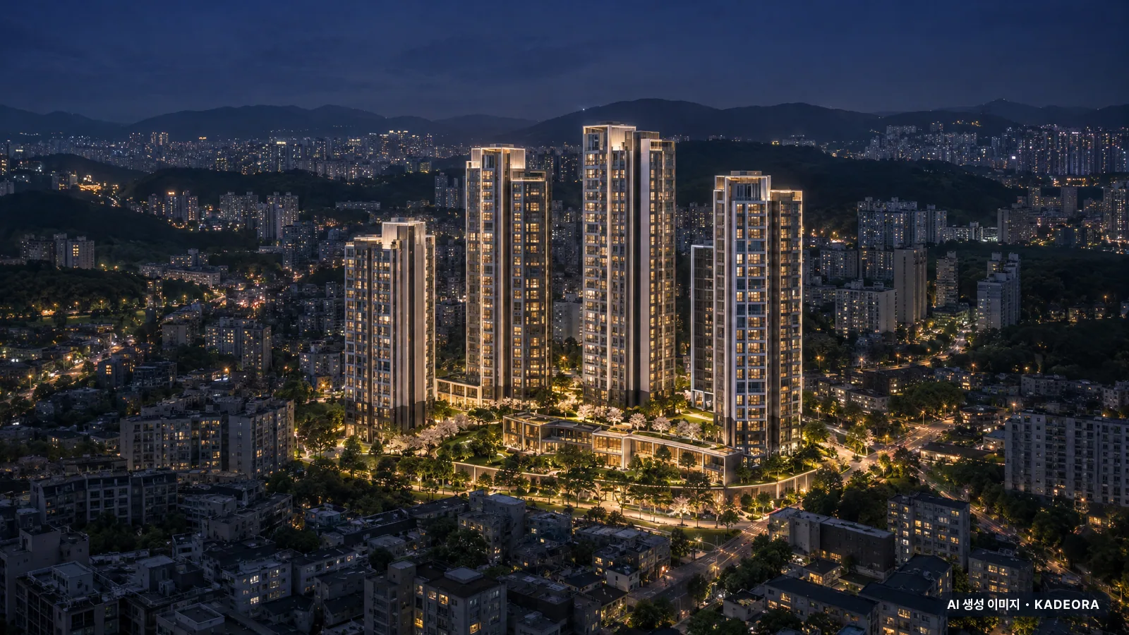 영통1 재개발 단지 전경 AI 상상도 — 수원시 원천동 총 884세대