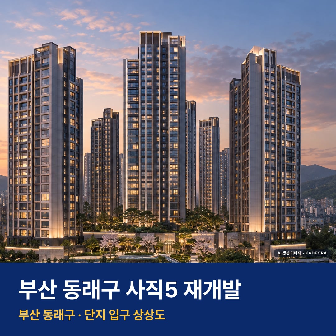 힐스테이트 사직 더프리즘 단지 전경 AI 상상도 — 동래구 사직동