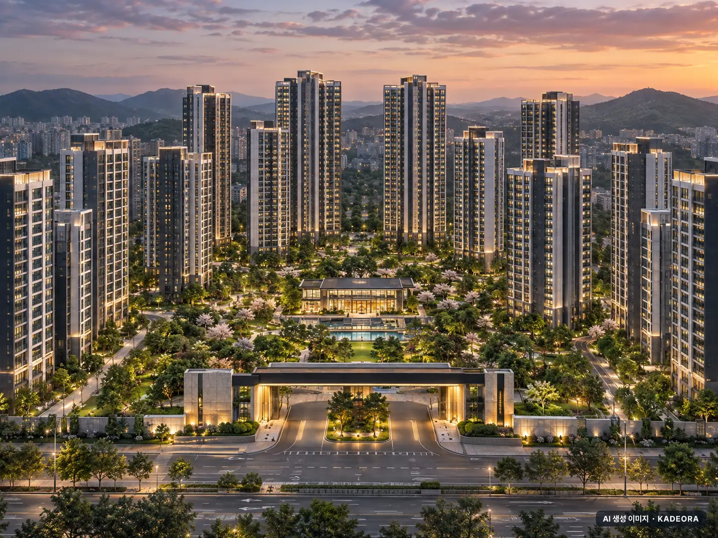 탕정 푸르지오 센터파크 16개동·최고 29층·총 1,416세대 기준 AI 상상도 — 실제와 다를 수 있음 탕정 푸르지오 센터파크 16개동·최고 29층·총 1,416세대 기준 AI 상상도(단지 입구) — 실제와 다를 수 있음