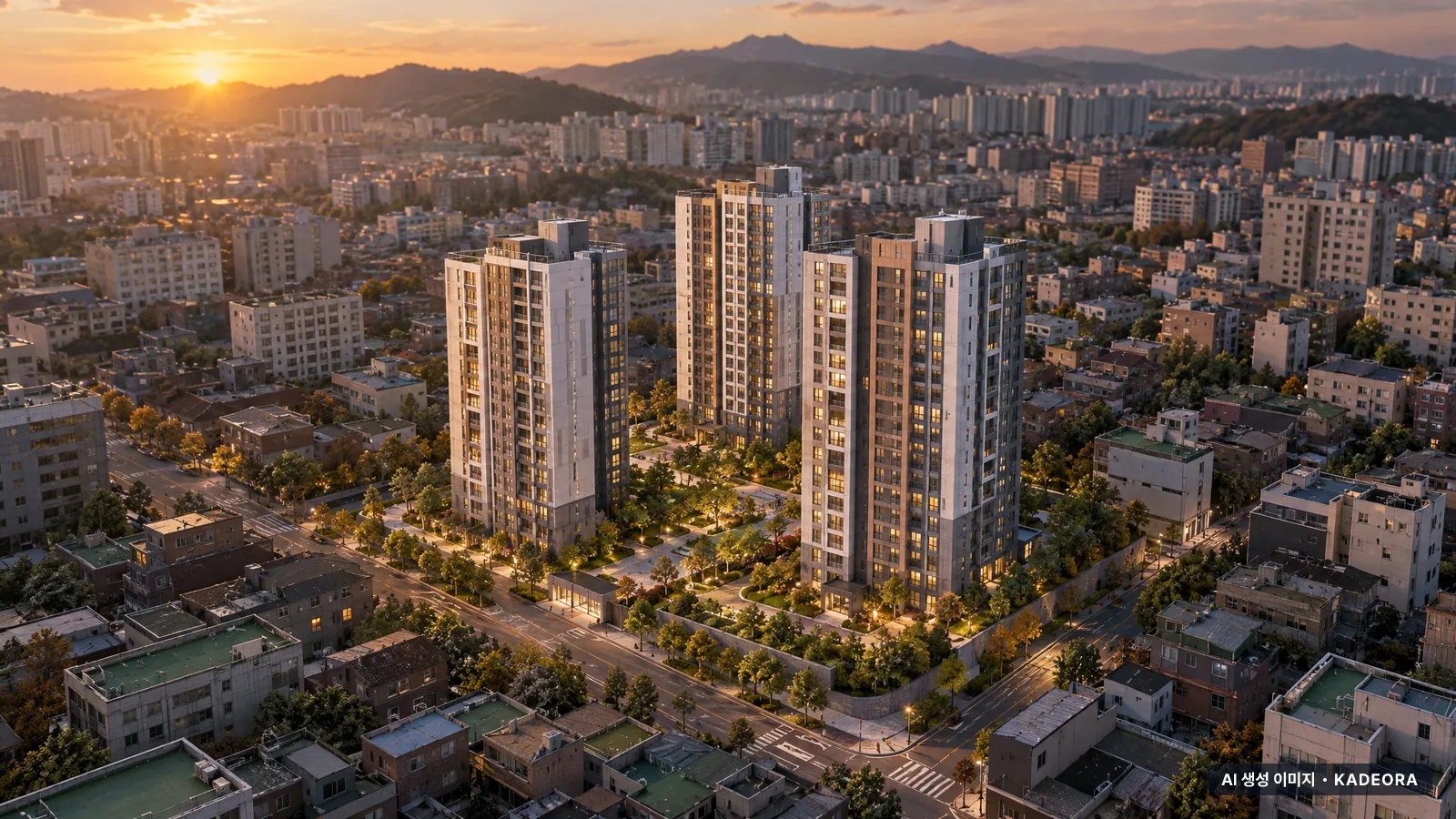 시흥시 은행동 산호 단지 전경 AI 상상도(저녁) — 시흥시 아파트 분양