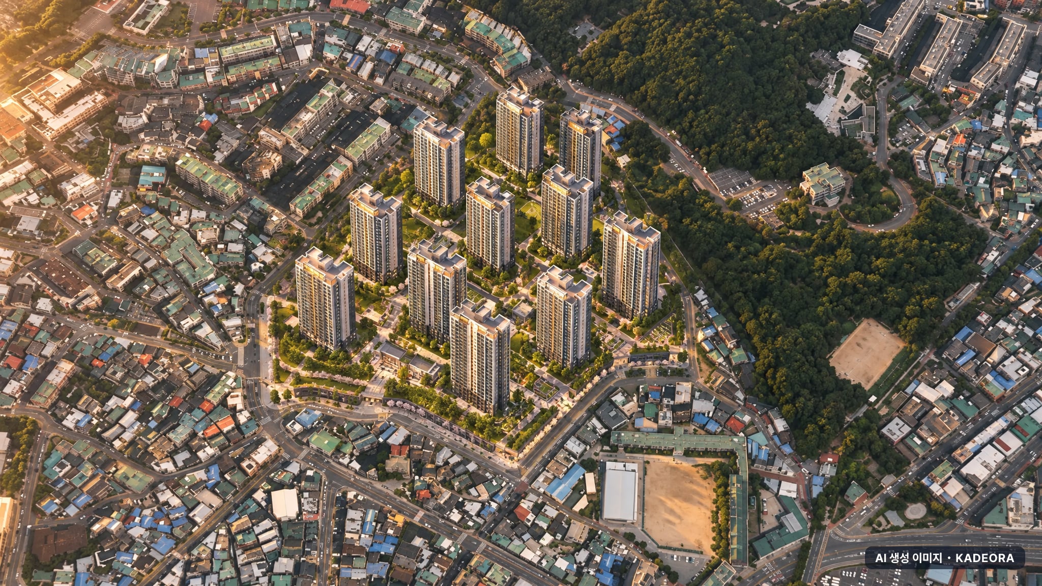 메트로시티 자산 데시앙 단지 전경 AI 상상도(노을 항공) — 경남 창원시 착공 1,250세대