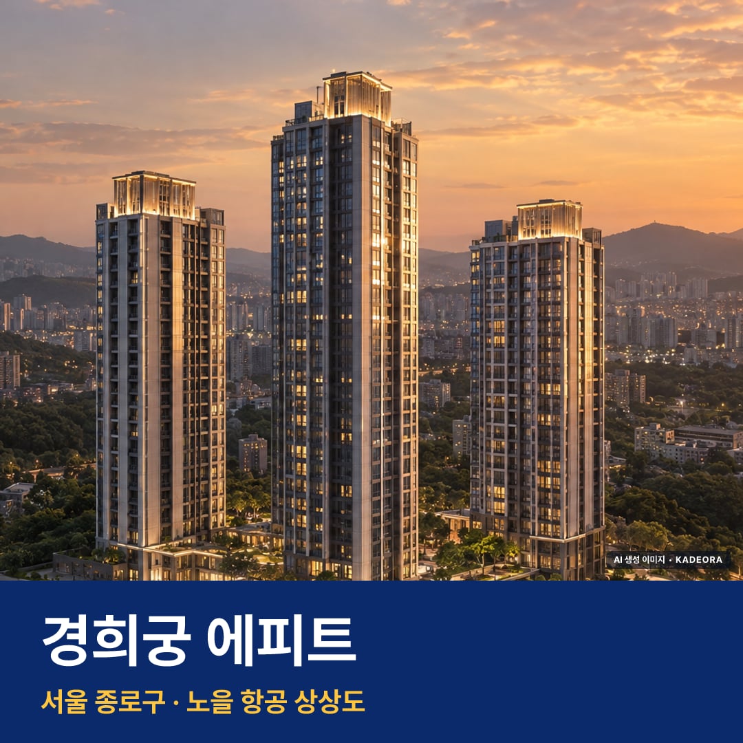 경희궁 에피트 청약 경희궁 에피트 단지 전경 AI 상상도 — 종로구 교남동 228세대 — AI 생성 상상도 · 실제와 다를 수 있음