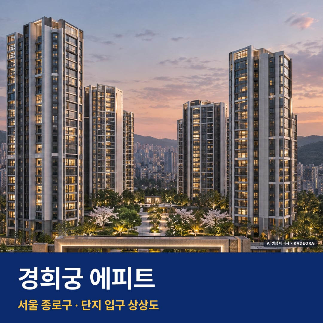경희궁 에피트 청약 경희궁 에피트 단지 전경 AI 상상도 — 종로구 교남동 228세대 — AI 생성 상상도 · 실제와 다를 수 있음