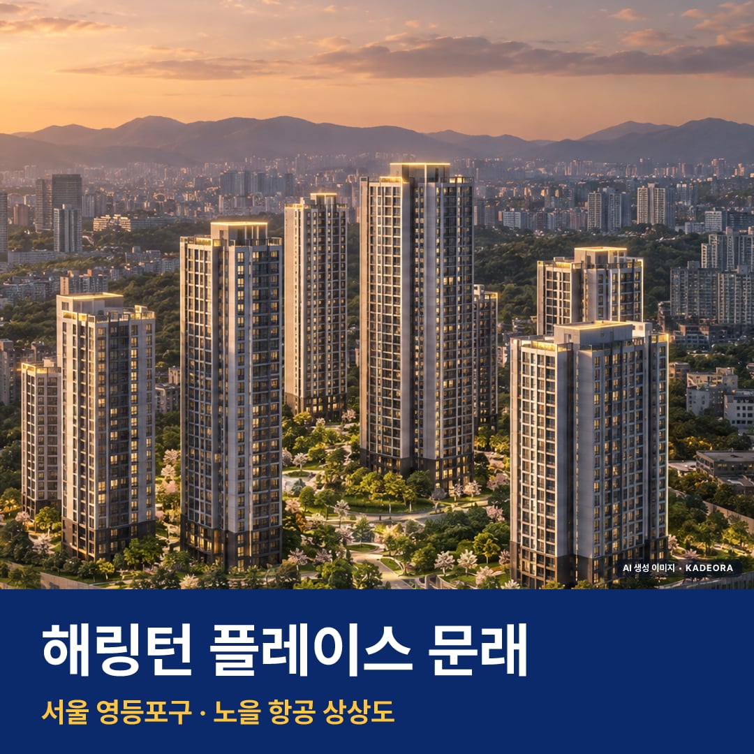 해링턴 플레이스 문래 재개발 해링턴 플레이스 문래 단지 전경 AI 상상도 — 영등포구 218세대 — AI 생성 상상도 · 실제와 다를 수 있음