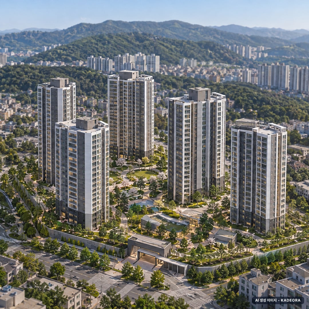 가음2구역 총 462세대 기준 AI 상상도(주간 항공) — 실제와 다를 수 있음