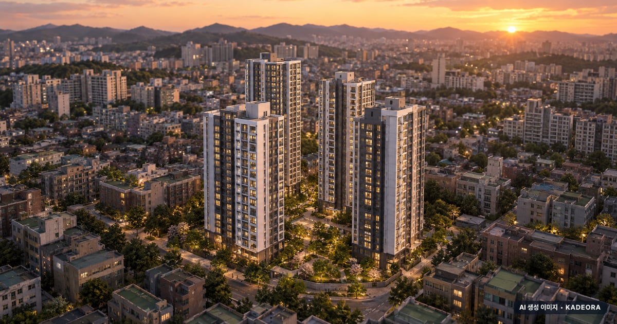 e편한세상 일산 메이포레 1단지 4개동·최고 36층·총 321세대(이번 112세대 공급) 기준 AI 상상도(노을 항공) — 실제와 다를 수 있음