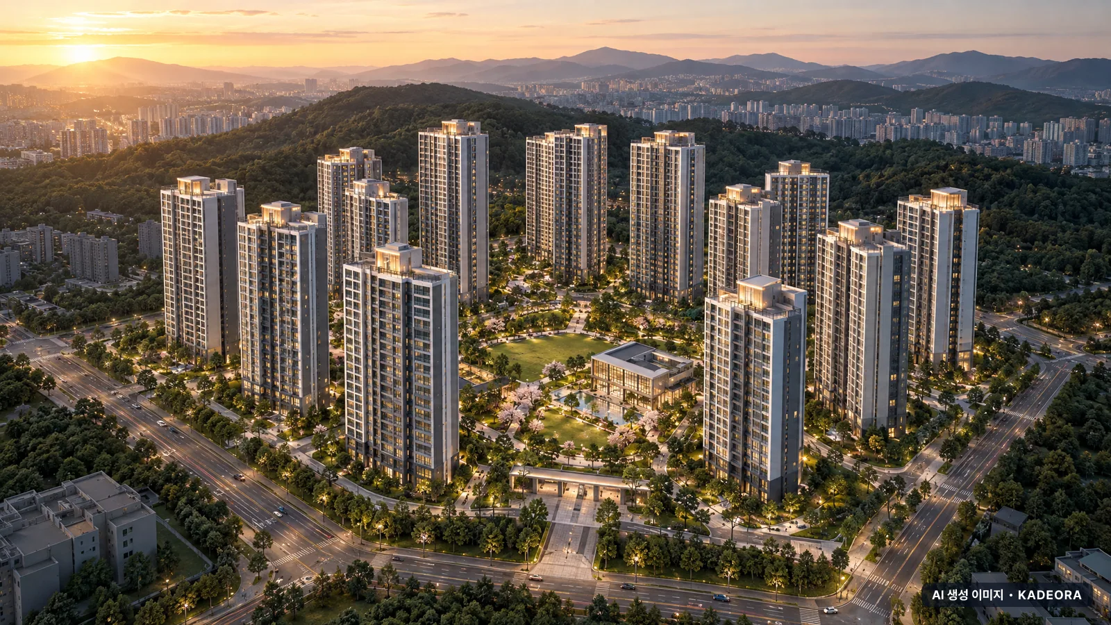 인천 검단신도시 AB20-2블록 중흥S-클래스 에듀파크(본청약) 단지 전경 AI 상상도(저녁) — 검단구 아파트 분양