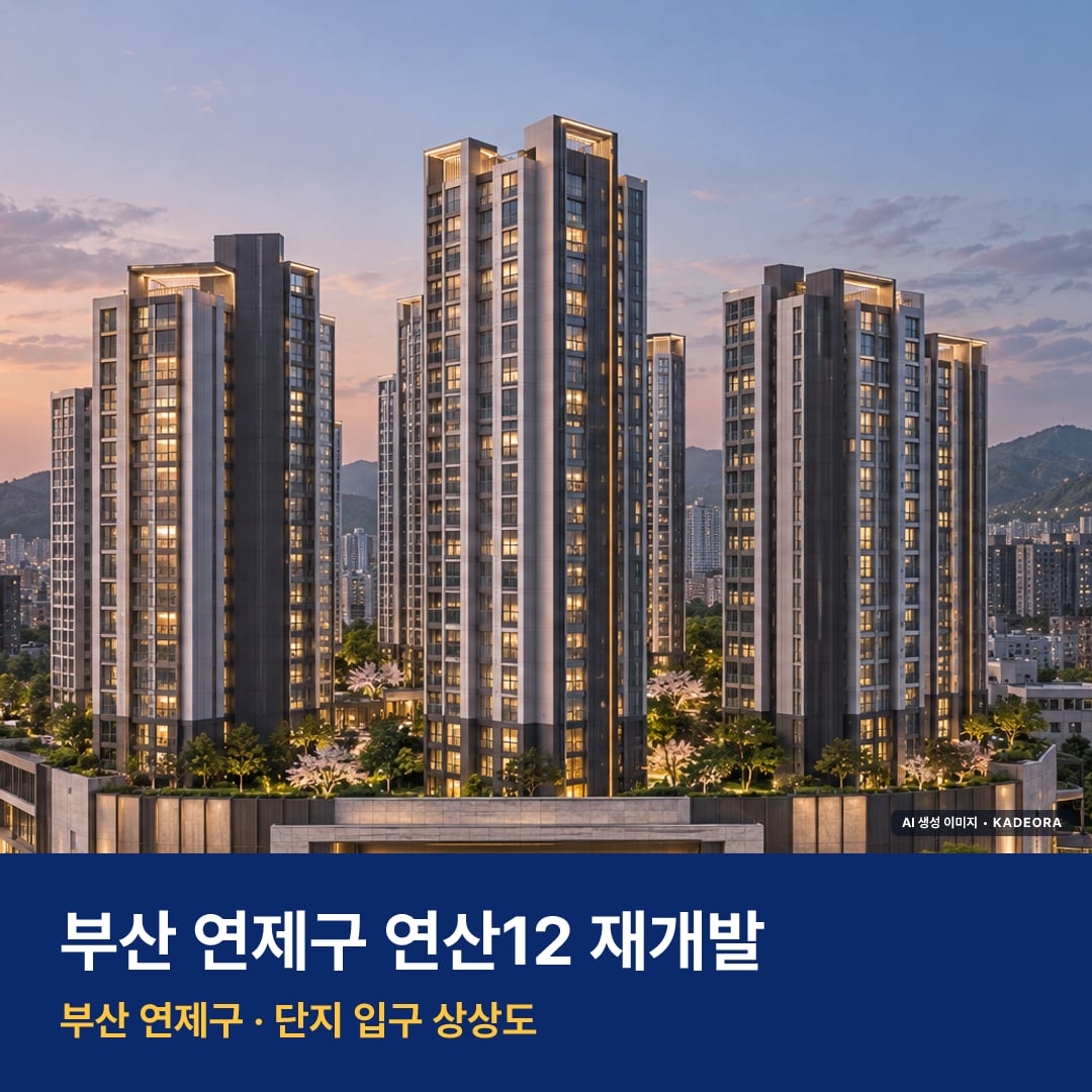 연산12 재개발 연산12 재개발 단지 전경 AI 상상도 — 연제구 연산동 2,068세대 — AI 생성 상상도 · 실제와 다를 수 있음