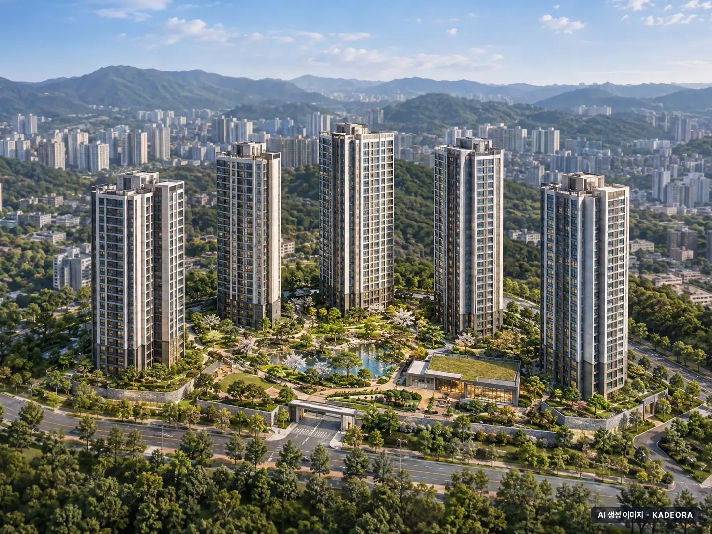 원주역 중흥S-클래스 5개동·최고 29층·총 508세대 기준 AI 상상도 — 실제와 다를 수 있음 원주역 중흥S-클래스 5개동·최고 29층·총 508세대 기준 AI 상상도(주간 항공) — 실제와 다를 수 있음