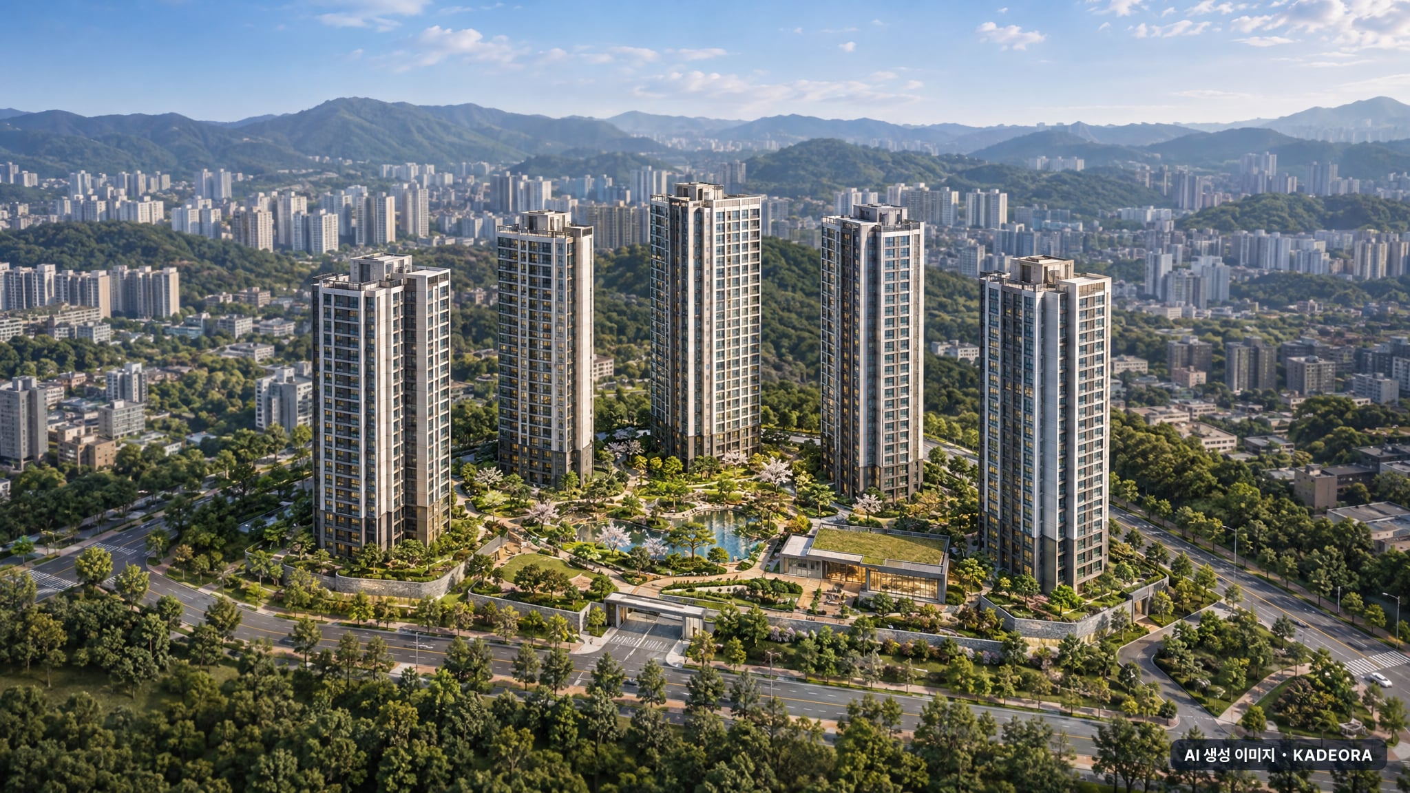 원주역 중흥S-클래스 단지 전경 AI 상상도(주간 항공) — 강원 원주시 착공 508세대