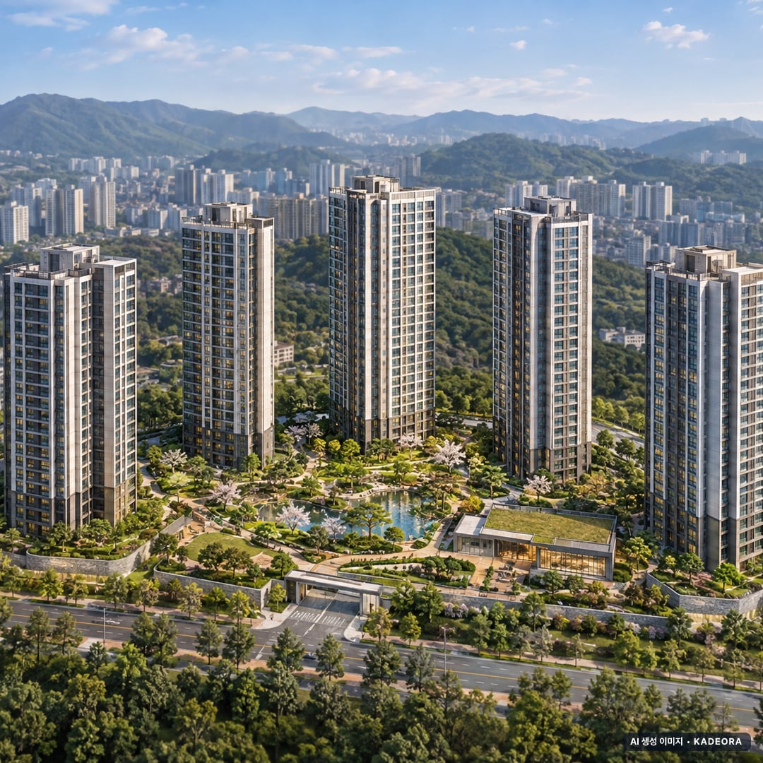 원주역 중흥S-클래스 단지 전경 AI 상상도(주간 항공) — 강원 원주시 착공 508세대