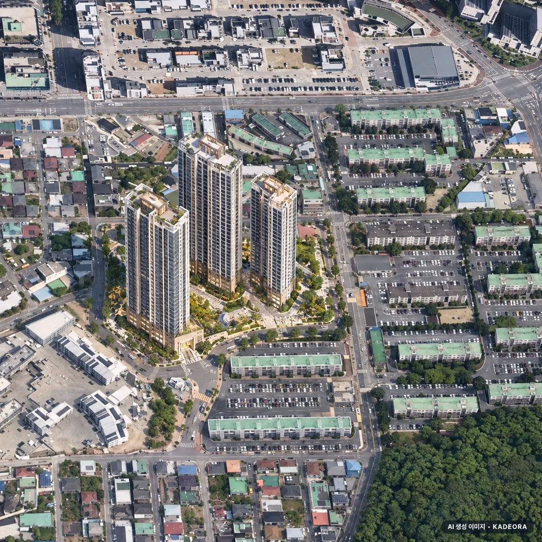 군산 세경아파트 우선분양전환 후 잔여세대 조감도 AI 상상도(주간 항공) — 전북 군산시 착공 153세대