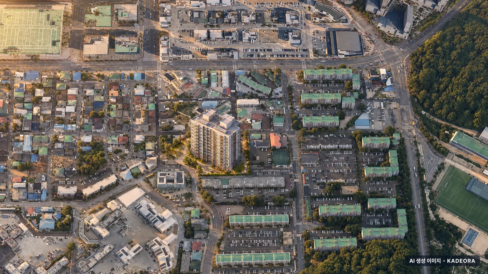 군산 세경아파트 우선분양전환 후 잔여세대 단지 전경 AI 상상도(저녁) — 군산시 아파트 분양