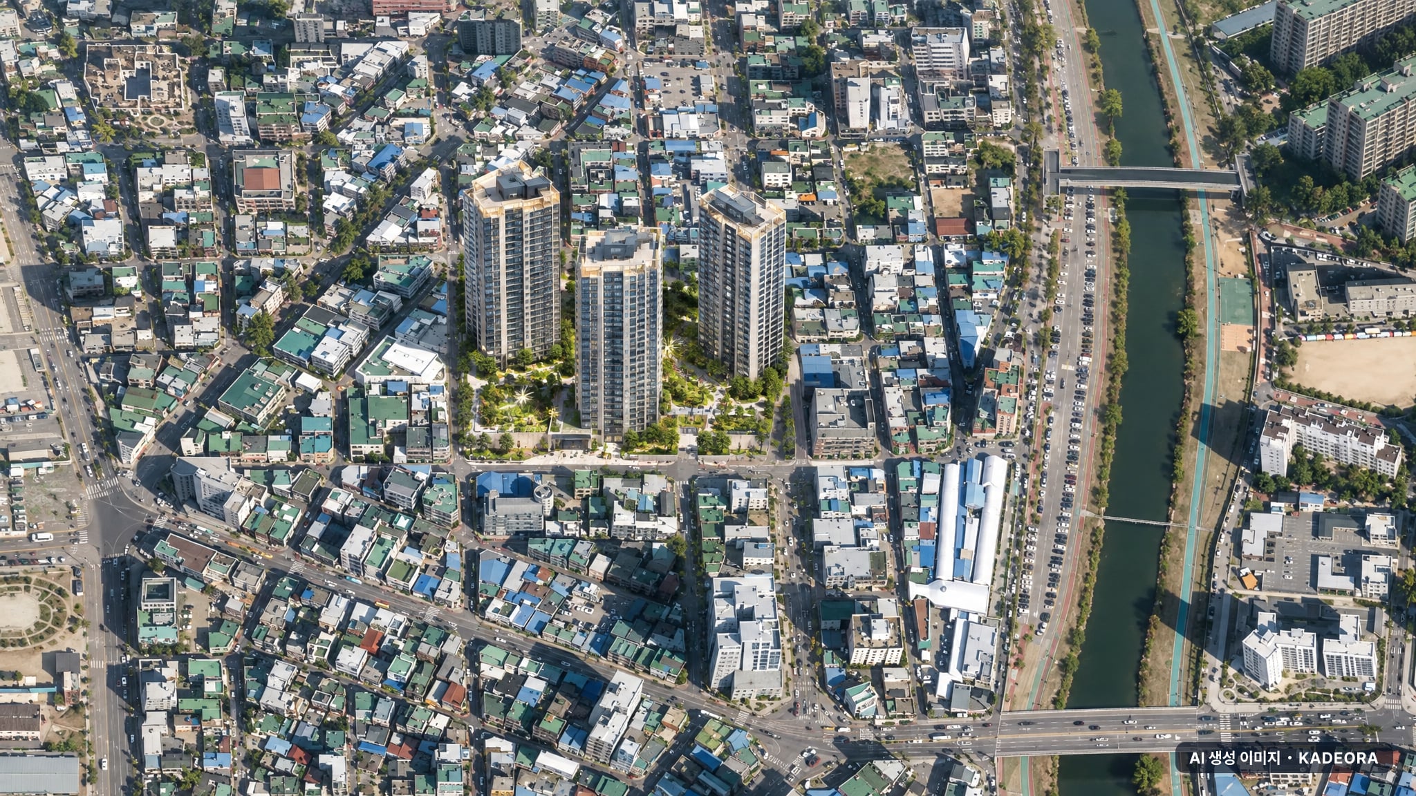 의정부역 센트럴 아이파크 단지 전경 AI 상상도(주간 항공) — 경기 의정부시 착공 400세대