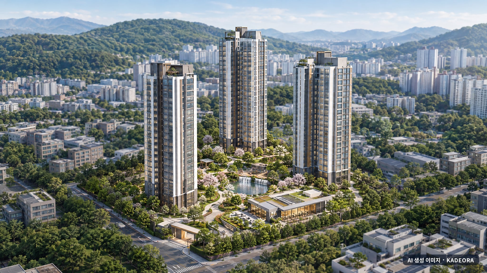 중화역 라온프라이빗 센트로 조감도 AI 상상도(주간 항공) — 서울 중랑구 분양 예고 176세대