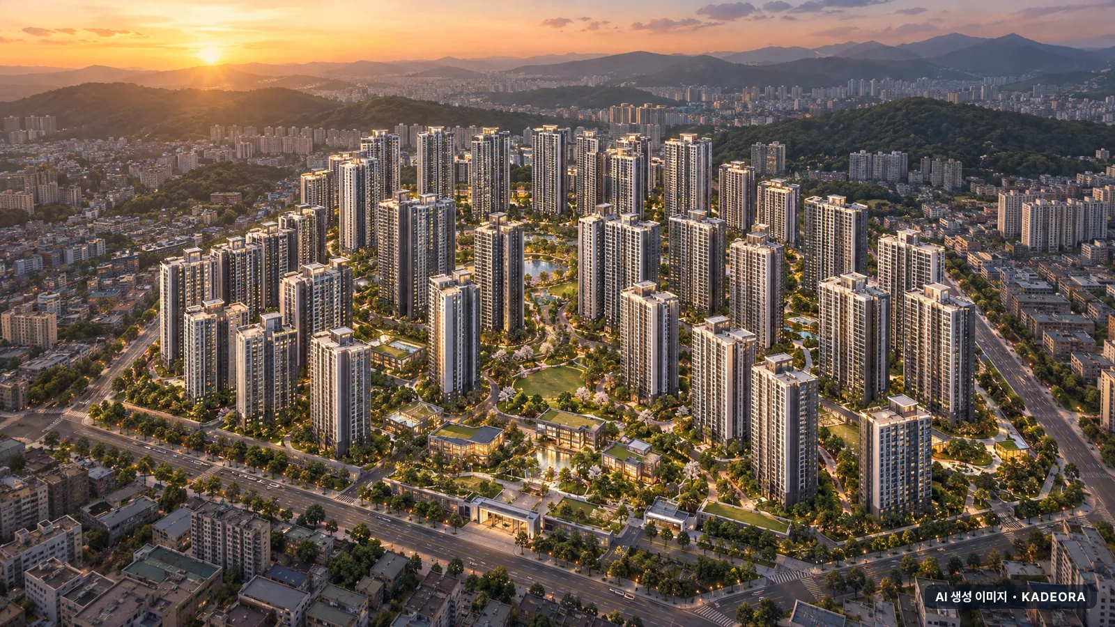 광명시 철산주공13단지 단지 전경 AI 상상도(저녁) — 광명시 아파트 분양