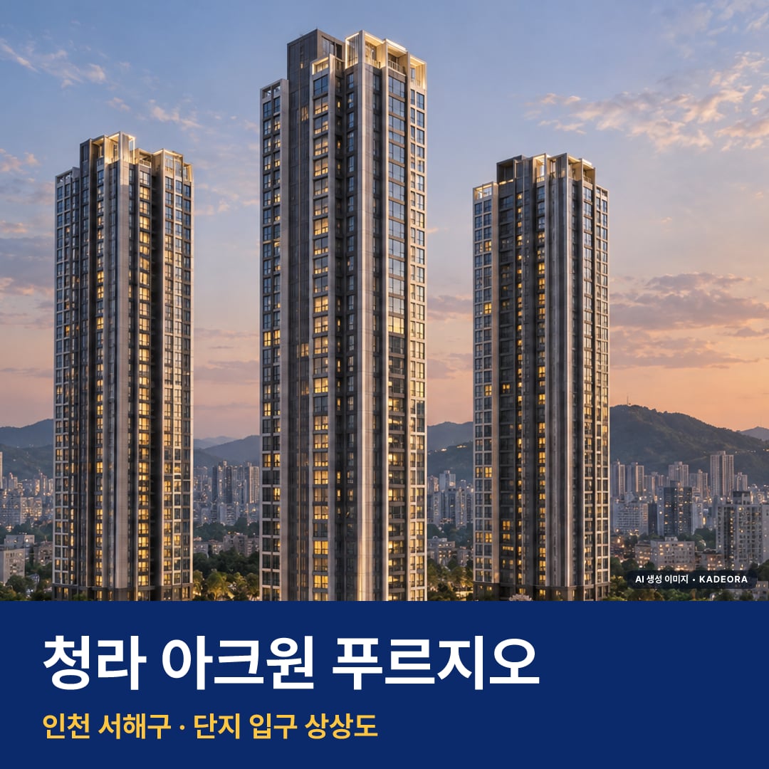 청라 아크원 푸르지오 청약 청라 아크원 푸르지오 단지 전경 AI 상상도 — 서해구 청라동 — AI 생성 상상도 · 실제와 다를 수 있음