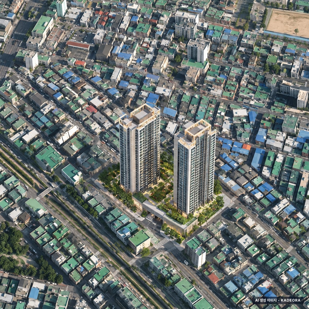 부천역 에피트 어바닉 단지 전경 AI 상상도(주간 항공) — 경기 부천시 착공 93세대