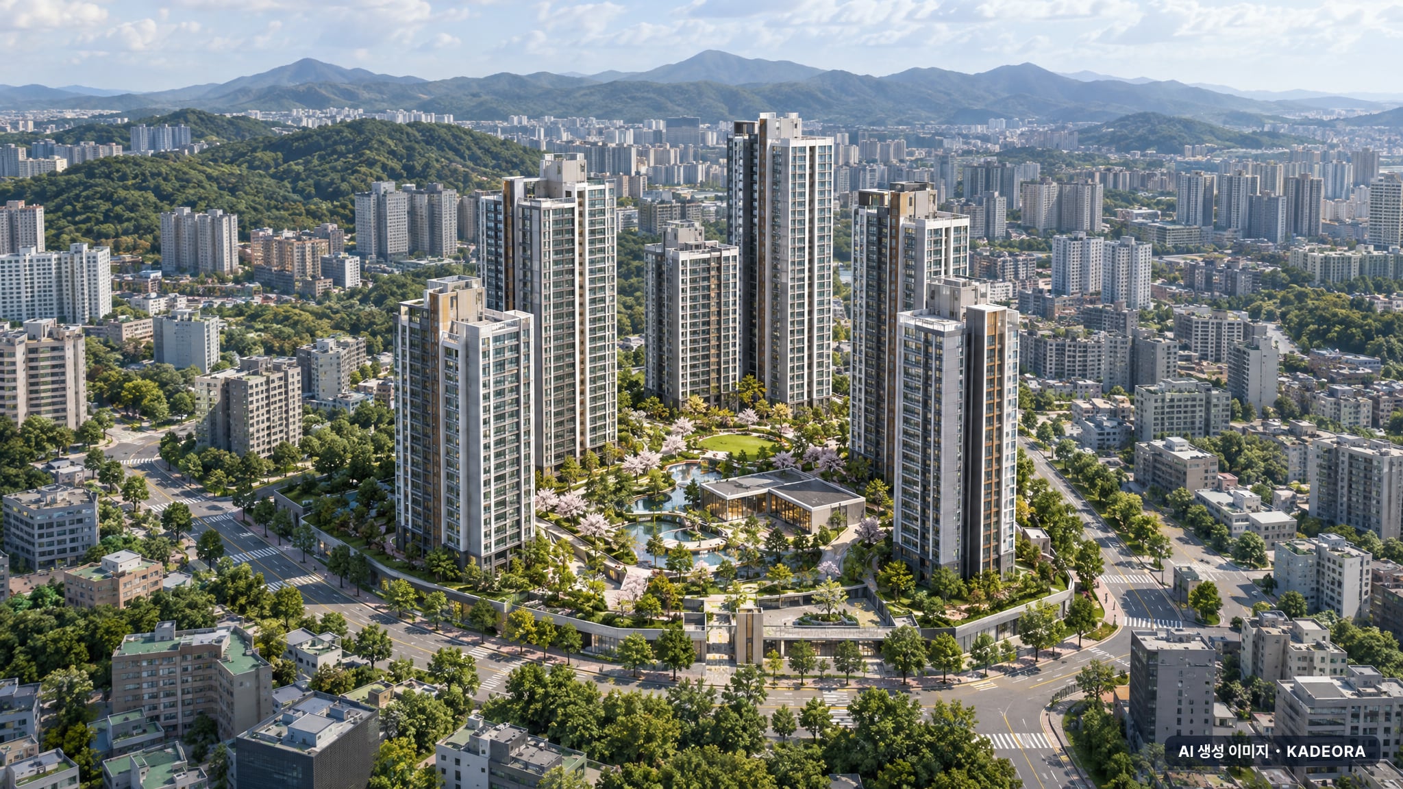 내2구역 단지 전경 AI 상상도(주간 항공) — 창원시