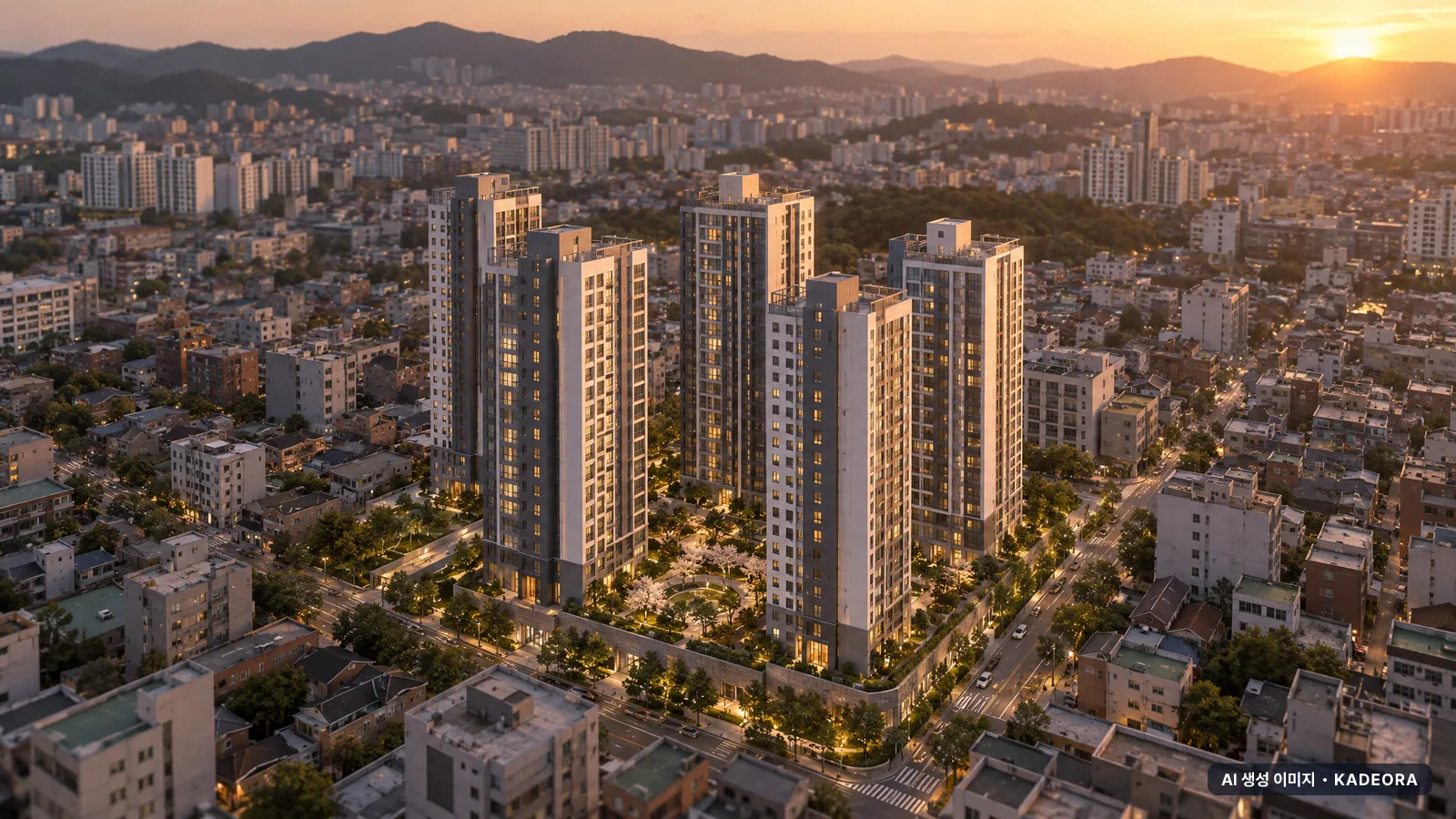 안산시 팔곡일동1 단지 전경 AI 상상도(저녁) — 안산시 아파트 분양