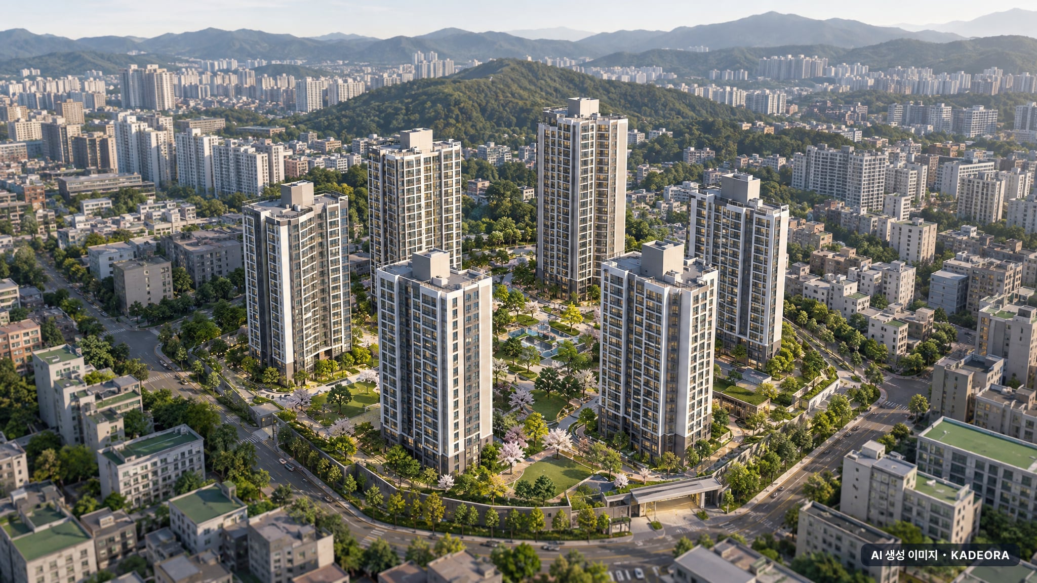 고양시 행신Ⅰ-1구역 총 583세대 기준 AI 상상도(주간 항공) — 실제와 다를 수 있음