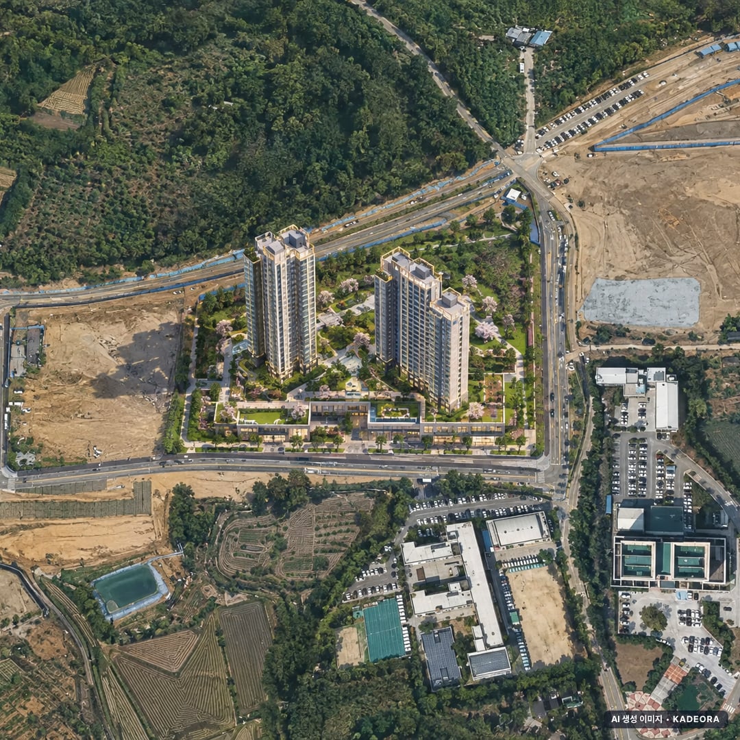 천안 아이파크 시티 1단지(2회차) 단지 전경 AI 상상도(주간 항공) — 충남 천안시 착공 234세대