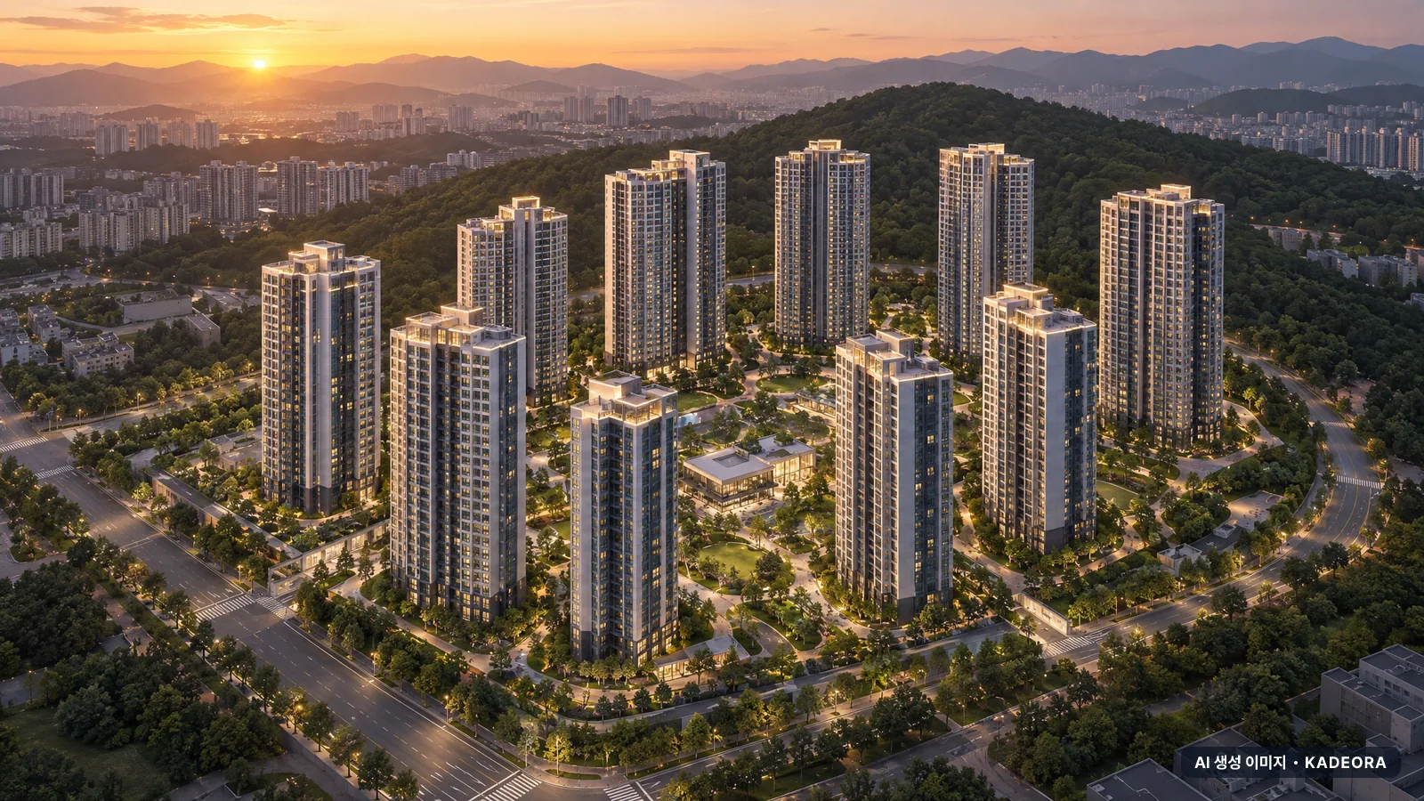 천안 아이파크 시티 1단지(2회차) 단지 전경 AI 상상도(저녁) — 천안시 아파트 분양