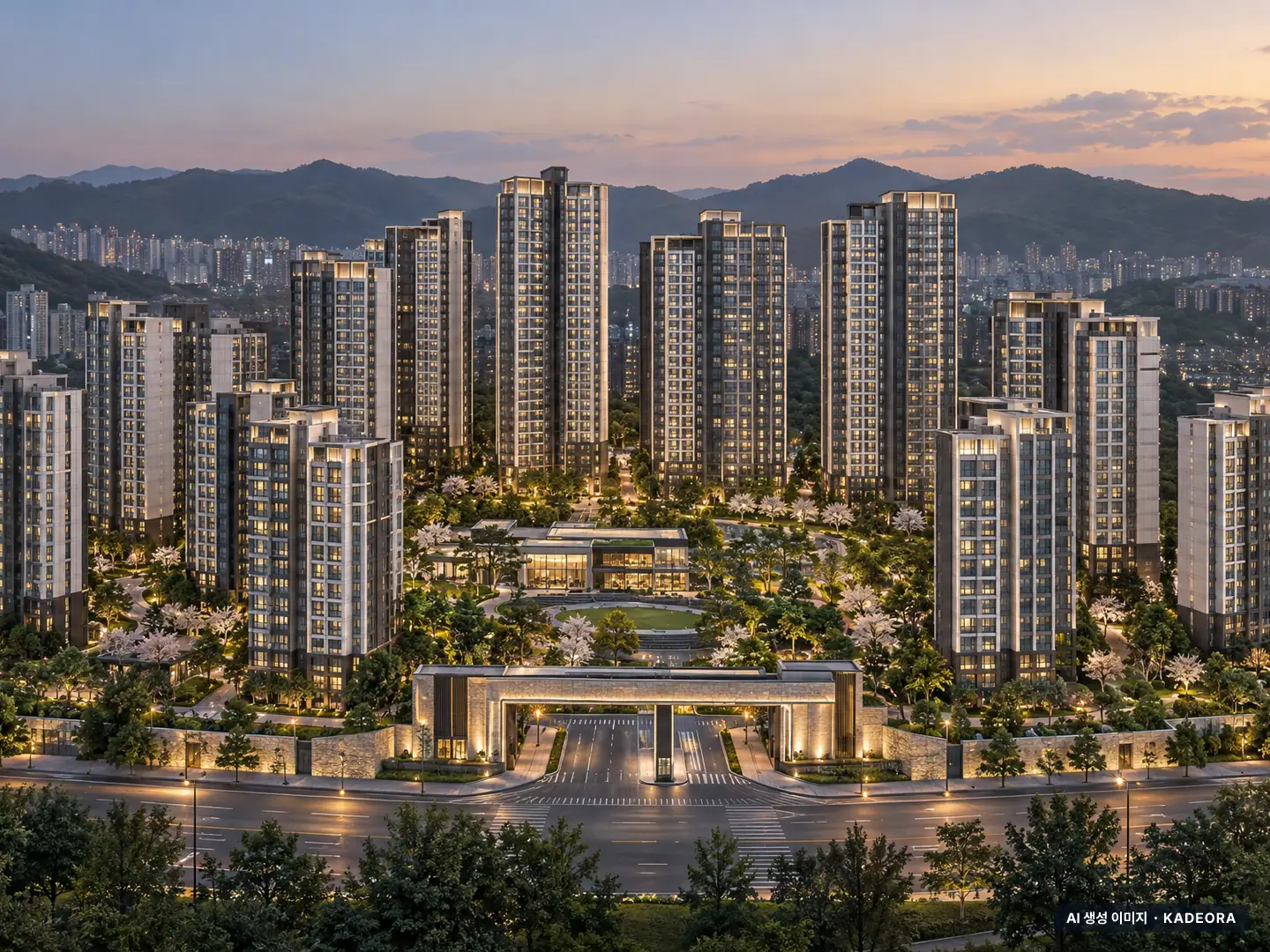 용인 둔전역 에피트 13개동·최고 29층·총 1,275세대 기준 AI 상상도(단지 입구) — 실제와 다를 수 있음