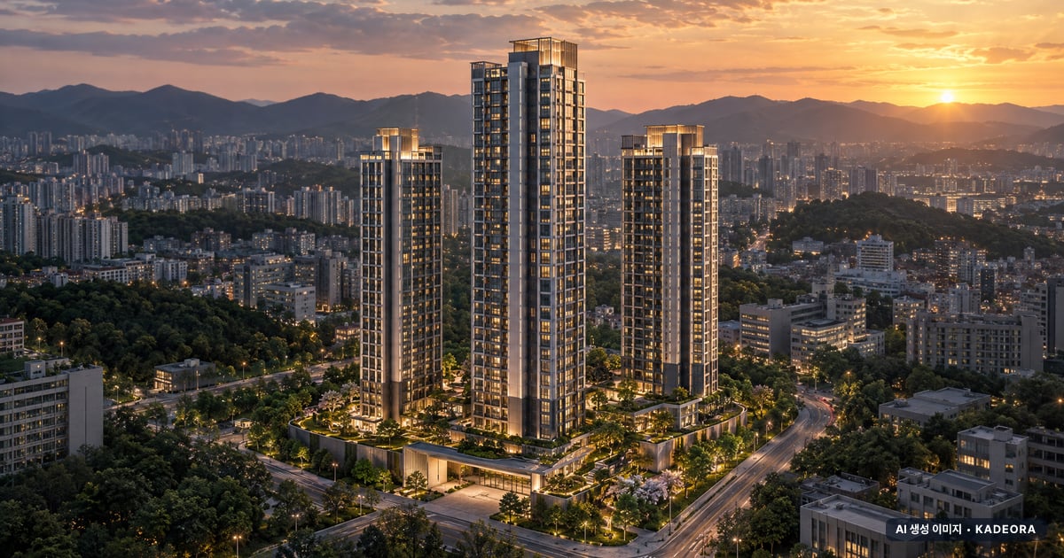 힐스테이트 양산더스카이 1단지 조감도 AI 상상도(노을 항공) — 경남 양산시 착공 299세대