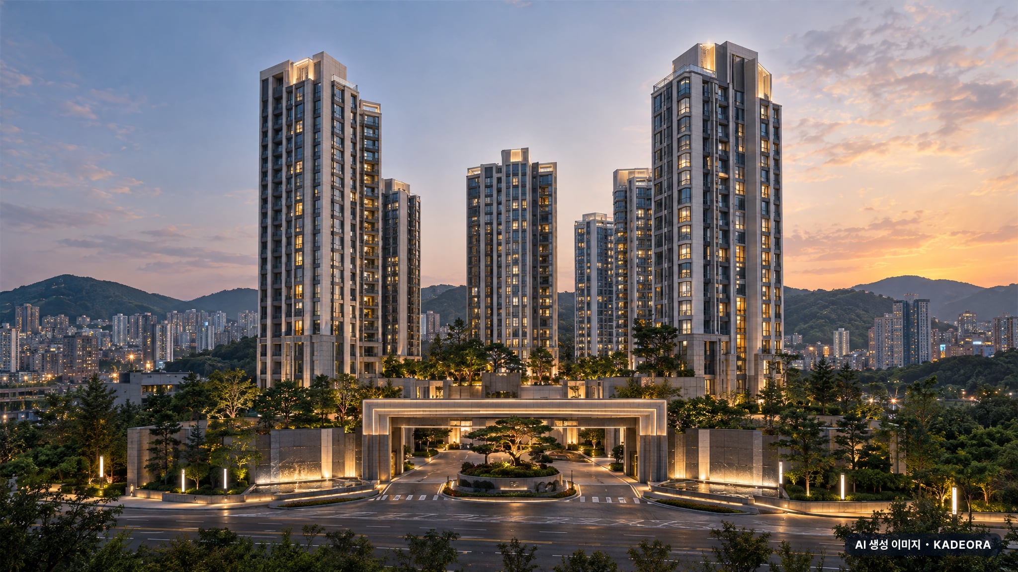 창원 한신더휴 메가센텀 단지 전경 AI 상상도(단지 입구) — 경남 창원시 착공 2,016세대