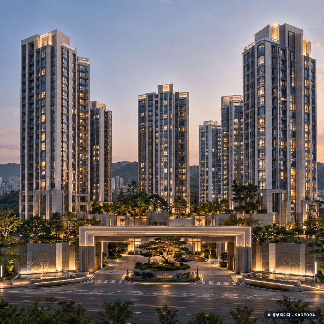창원 한신더휴 메가센텀 단지 전경 AI 상상도(단지 입구) — 경남 창원시 착공 2,016세대