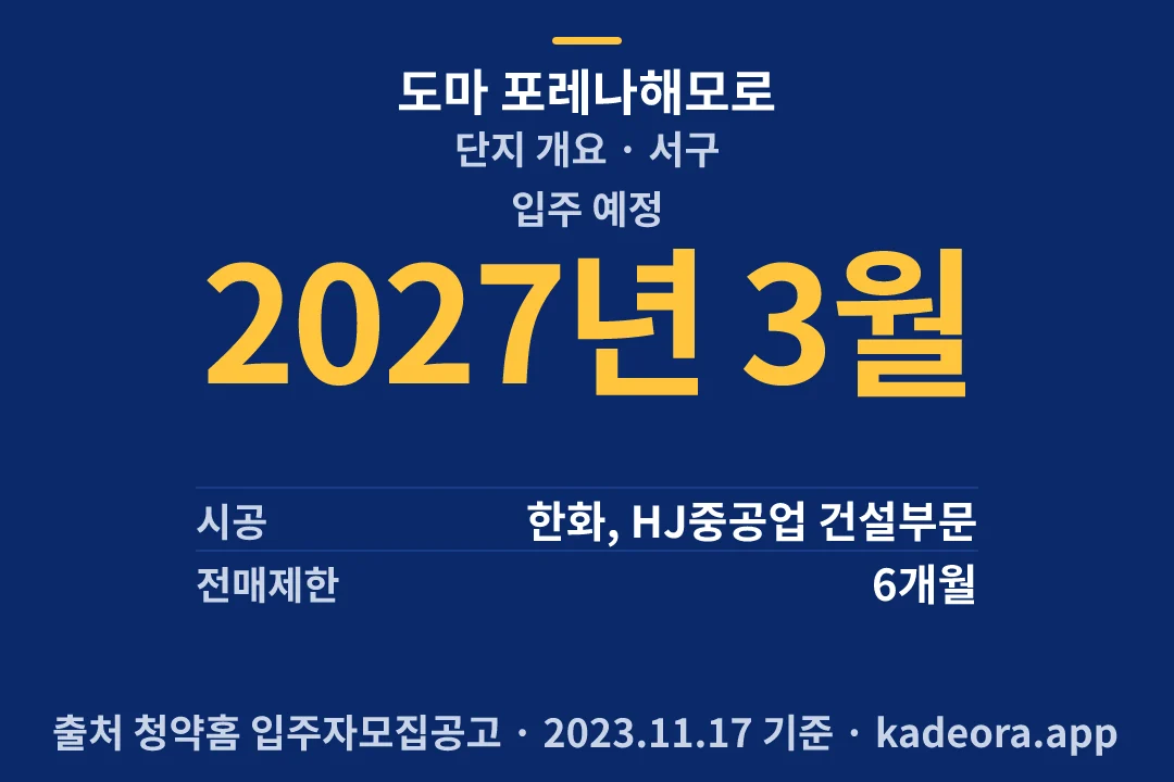 도마 포레나해모로 단지 개요 — 서구 아파트 분양