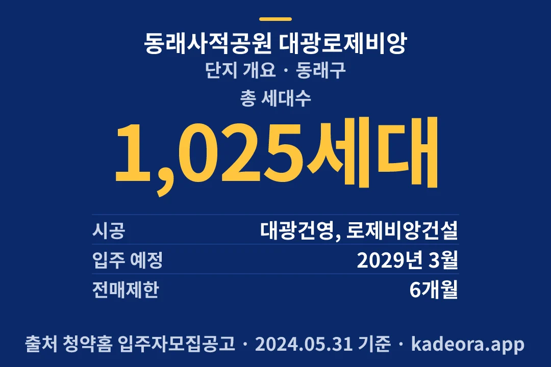 동래사적공원 대광로제비앙 단지 개요 — 동래구 아파트 분양