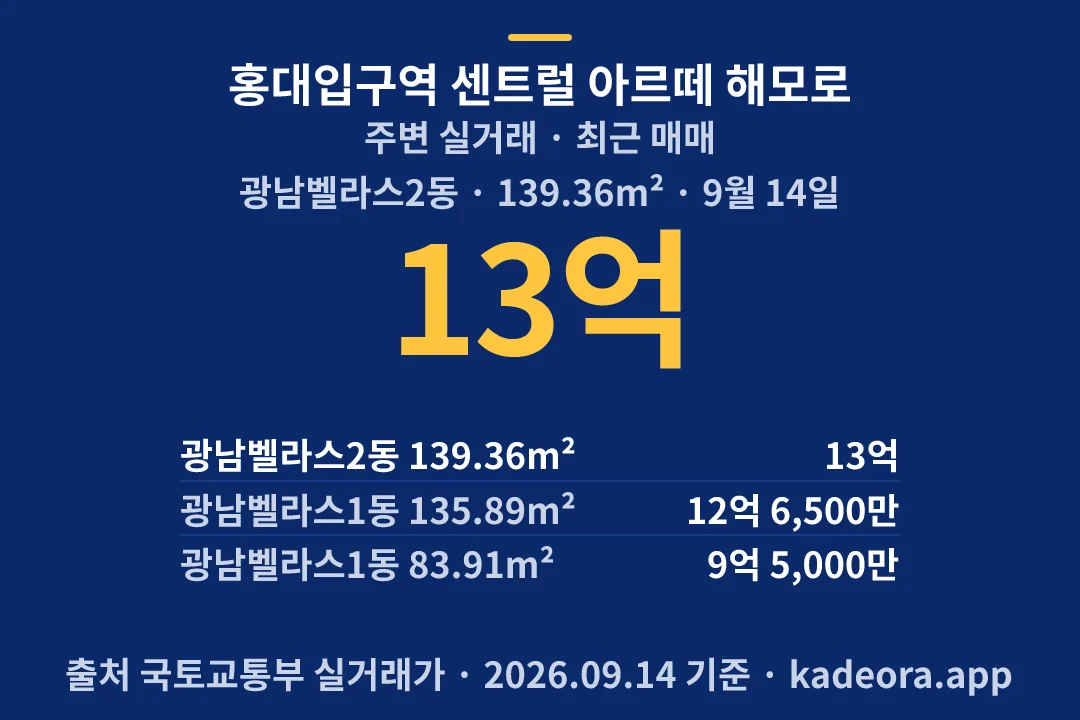 홍대입구역 센트럴 아르떼 해모로 주변 실거래 — 마포구 아파트 분양