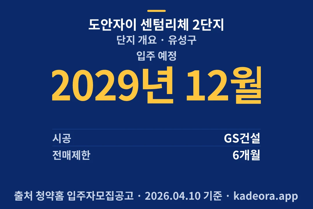 도안자이 센텀리체 2단지 단지 개요 — 유성구 아파트 분양