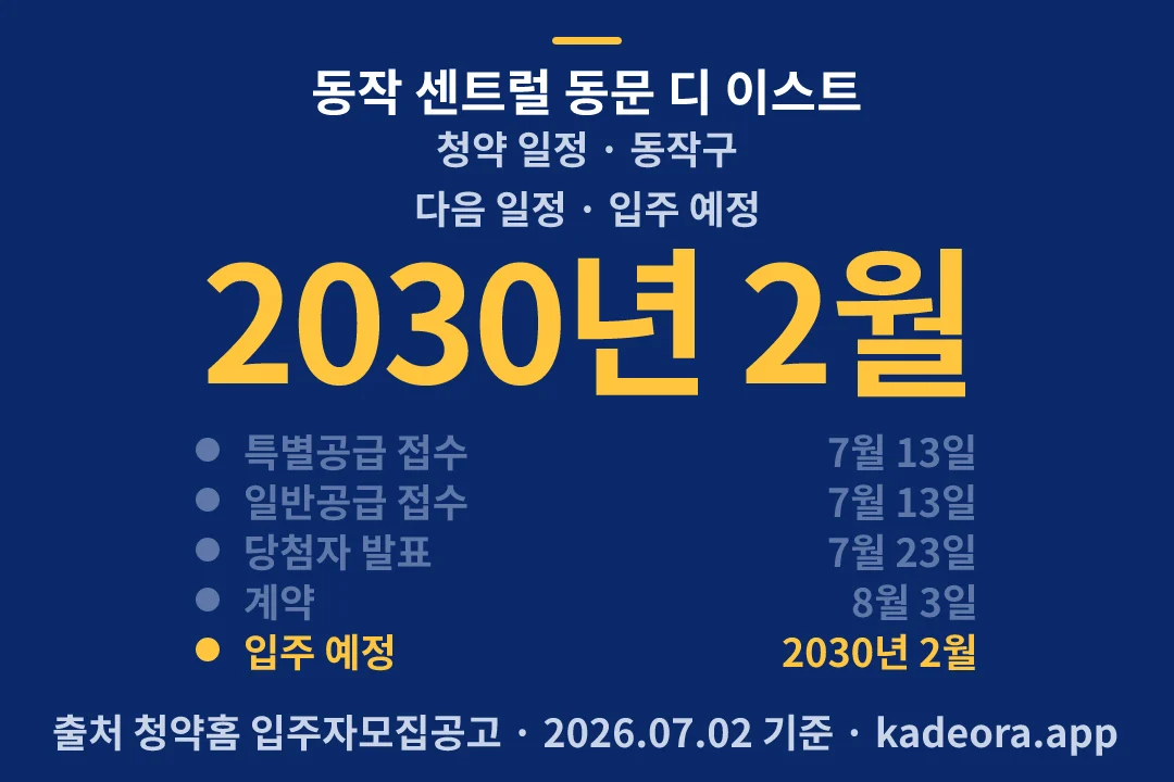 동작 센트럴 동문 디 이스트 청약 일정 — 동작구 아파트 분양