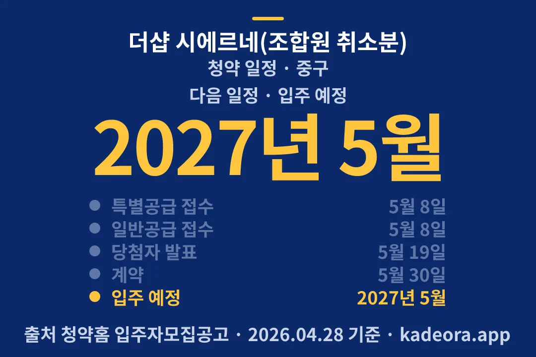 더샵 시에르네(조합원 취소분) 청약 일정 — 중구 아파트 분양