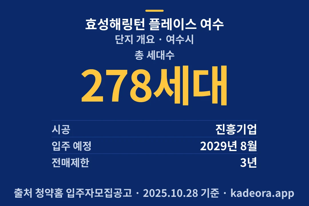 효성해링턴 플레이스 여수 단지 개요 — 여수시 아파트 분양