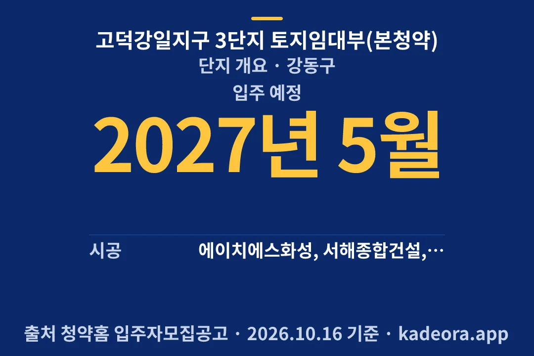 고덕강일지구 3단지 토지임대부(본청약) 단지 개요 — 강동구 아파트 분양