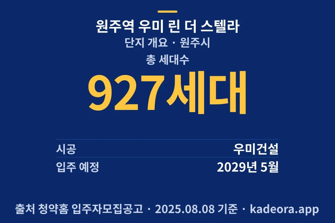 원주역 우미 린 더 스텔라 단지 개요 — 원주시 아파트 분양
