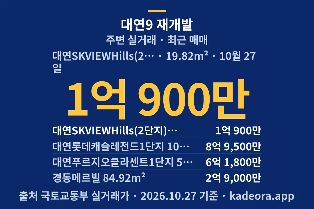대연9 재개발 주변 실거래 — 남구 아파트 분양