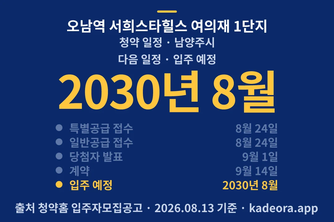 오남역 서희스타힐스 여의재 1단지 청약 일정 — 남양주시 아파트 분양