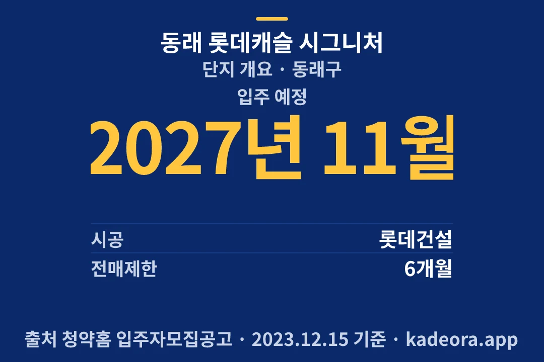 동래 롯데캐슬 시그니처 단지 개요 — 동래구 아파트 분양