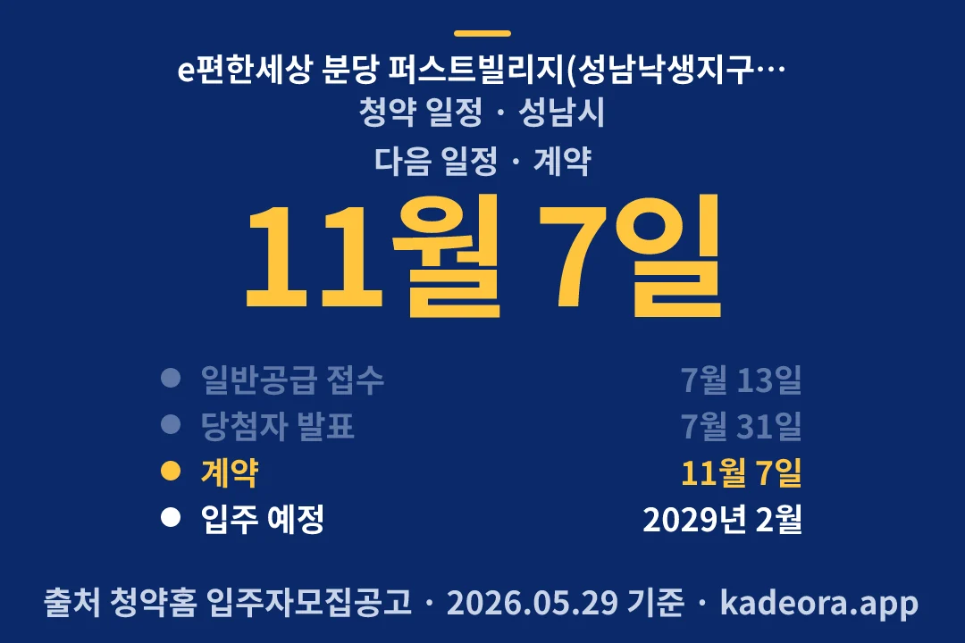 e편한세상 분당 퍼스트빌리지(성남낙생지구 A-1BL) 신혼희망타운(공공분양)(본청약) 청약 일정 — 성남시 아파트 분양