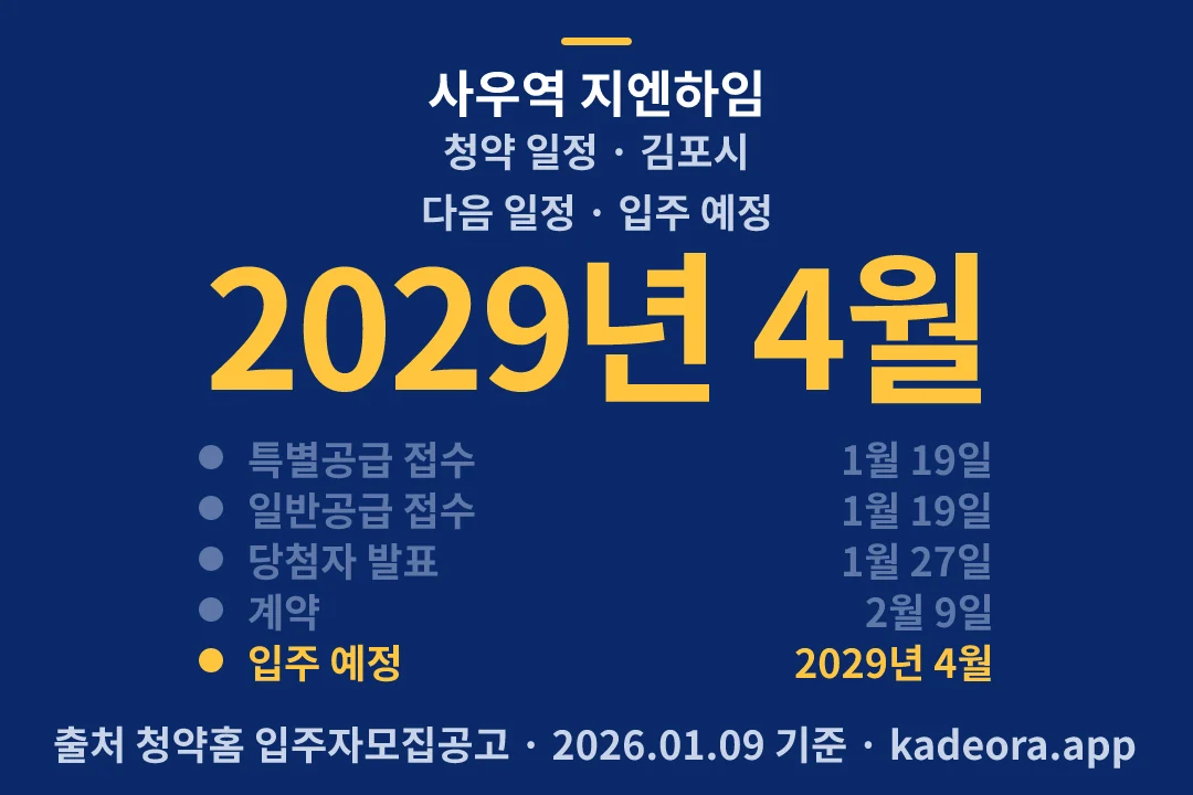 사우역 지엔하임 청약 일정 — 김포시 아파트 분양