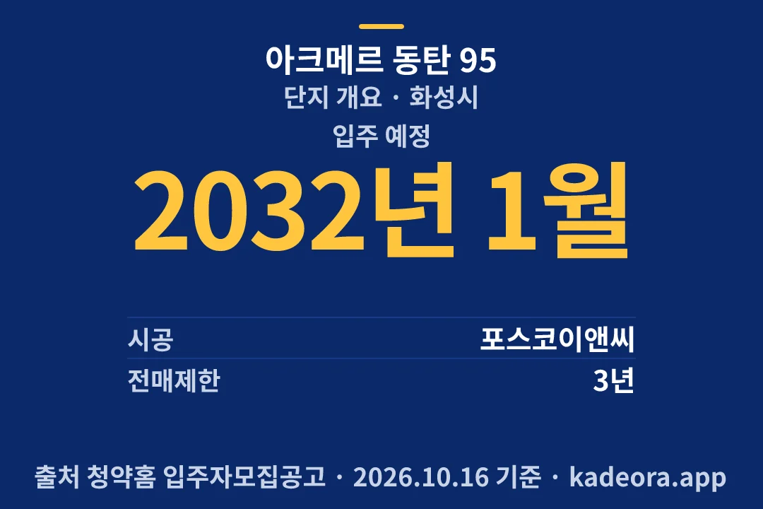 아크메르 동탄 95 단지 개요 — 화성시 아파트 분양